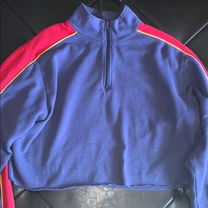 Cropped red& blue sweater